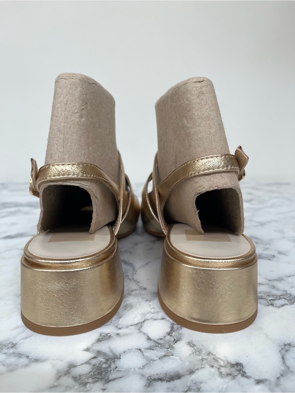 DOLCE VITA Crinkle Patent Leather Patsy Heels multi gold black cap top725 3j7 - Picture 8 of 15